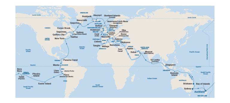 princess world cruise 2023 map